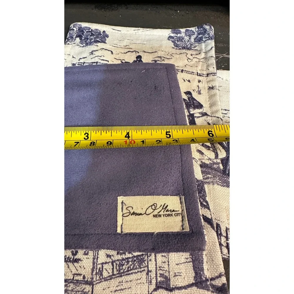Sonia O'Mara NYC Fabric Toile Coasters Set of‎ 4 Blue White Lighthouse Horse